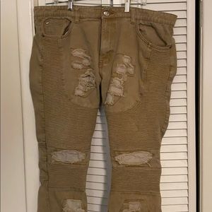 Khaki Biker Pants